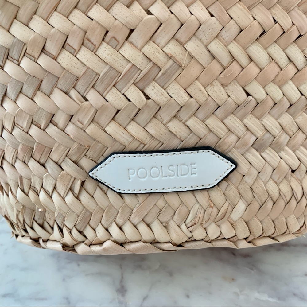 🏝️ POOLSIDE Essaouira Small White Real Leather Straw Basket Bag - Picture 3 of 16
